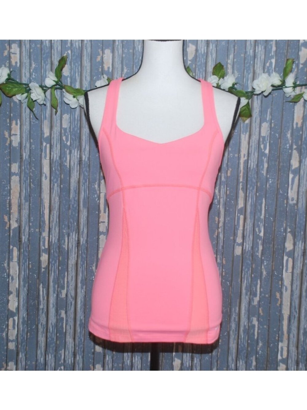 Lorna Jane Size S Racerback Hot Pink Athletic Tank Lined Spandex Built in Bra